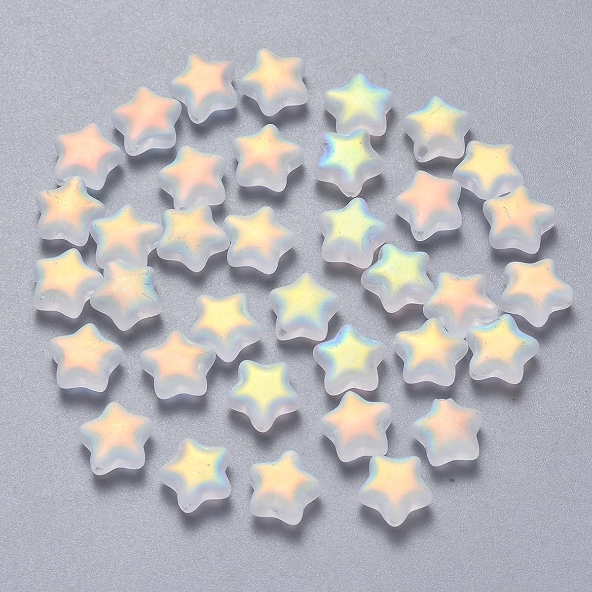 Kralen, 8 mm, gespoten glazen sterkralen, wit, matte glazen sterkralen, pentagram, losse spacerkralen voor het maken van halskettingen en armbanden, gat: 1 mm