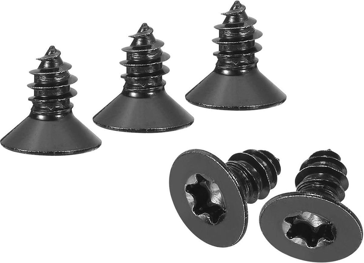 Torx-schroeven, platte kop, M6 x 12 mm, roestvrij staal, 304, zelftappende schroeven, platte kop, diefstalbeveiliging, tampering voor bit T30, voor hout, omheining, afdekking, 60 stuks,