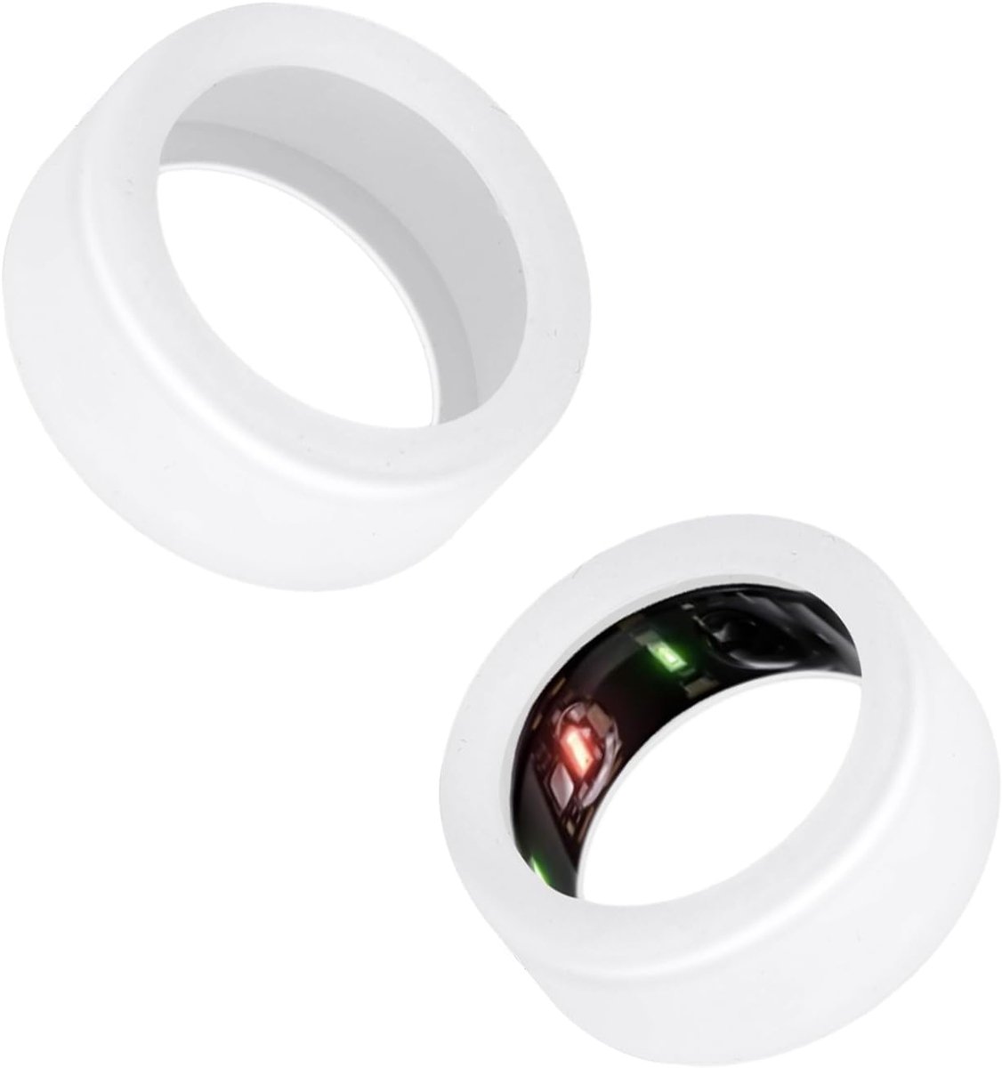 2 Stuks Siliconen Ringhoes voor Oura Ring Gen 3, Witte Flexibele Siliconen Hoes Compatibel met Oura Ringhoesbeschermer voor Sportschool, Beschermende Accessoires Geschikt voor S (6/7/8/9/10)