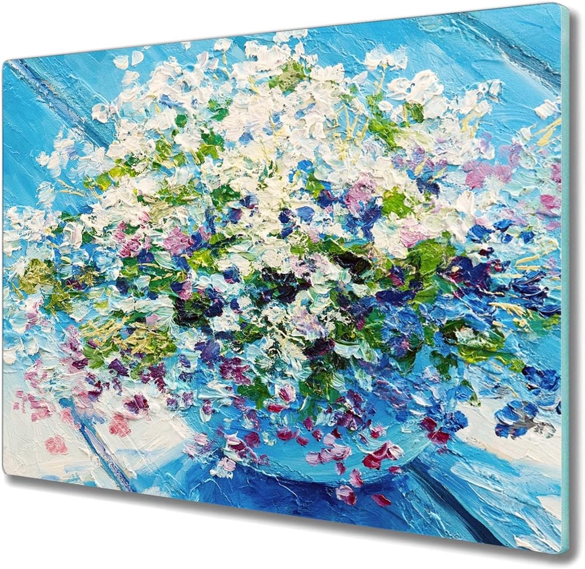 Glazen Snijplank 60x52cm Fornuisafdekplaat Keukenplank Gehard Glas Kookplaatafdekking Trancheerplank - Bloemen