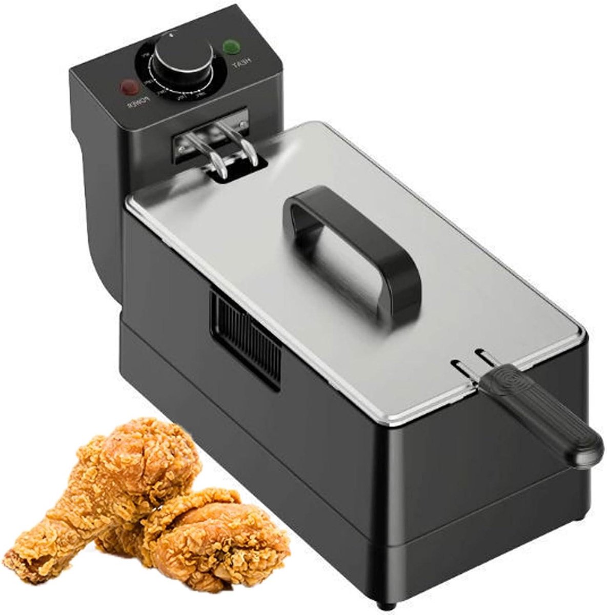 Elektrische Frituurpan - Friteuse RVS - Snacks Bereiden - Dubbele Temperatuursonde - 5L / 10L - Zilver