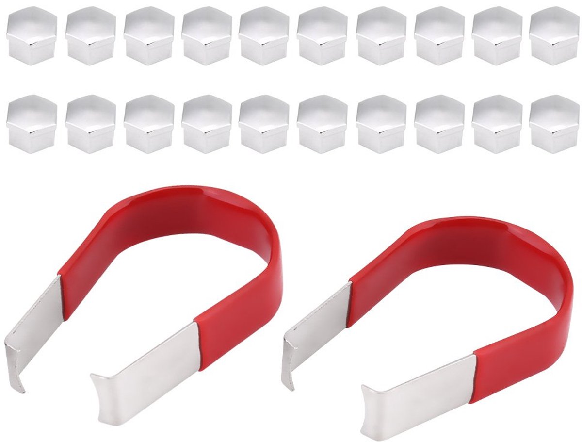 20 Stks 19mm Chrome Wiel Op zoek Moer Bout Cap Cover met Verwijdering Gereedschap Ontmanteling Mutsen en accessoires
