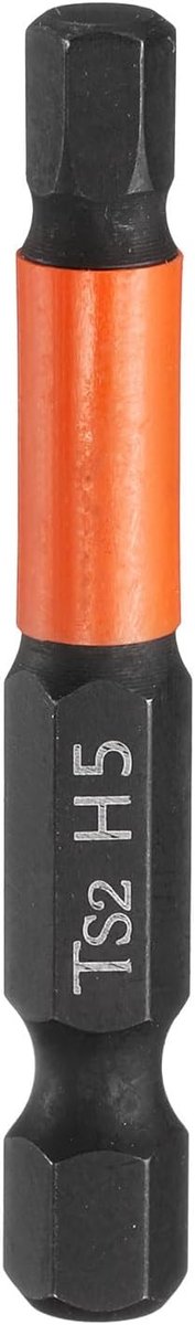 Inbussleutel voor boor 5 mm (H5) metrisch 1/4 inch zeskanthol lengte 2 inch (50 mm) staal S2 magnetische inbussleutel voor elektrische boormachine