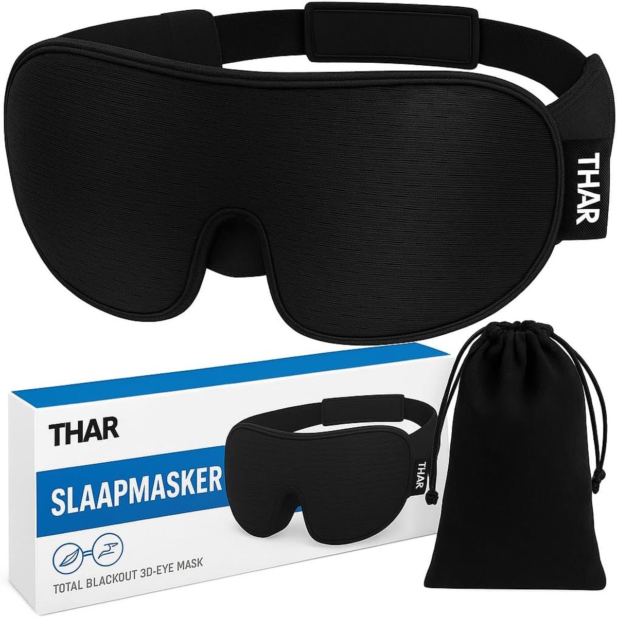Slaapmasker - Luxe Zwart - Zijden Zacht - Ideaal voor Reis en Ontspanning - SnelShoppen