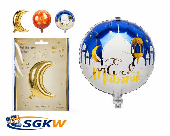 Folieballon Ramadan Mubarak – Rond – Maan & Moskee – Feestdecoratie
