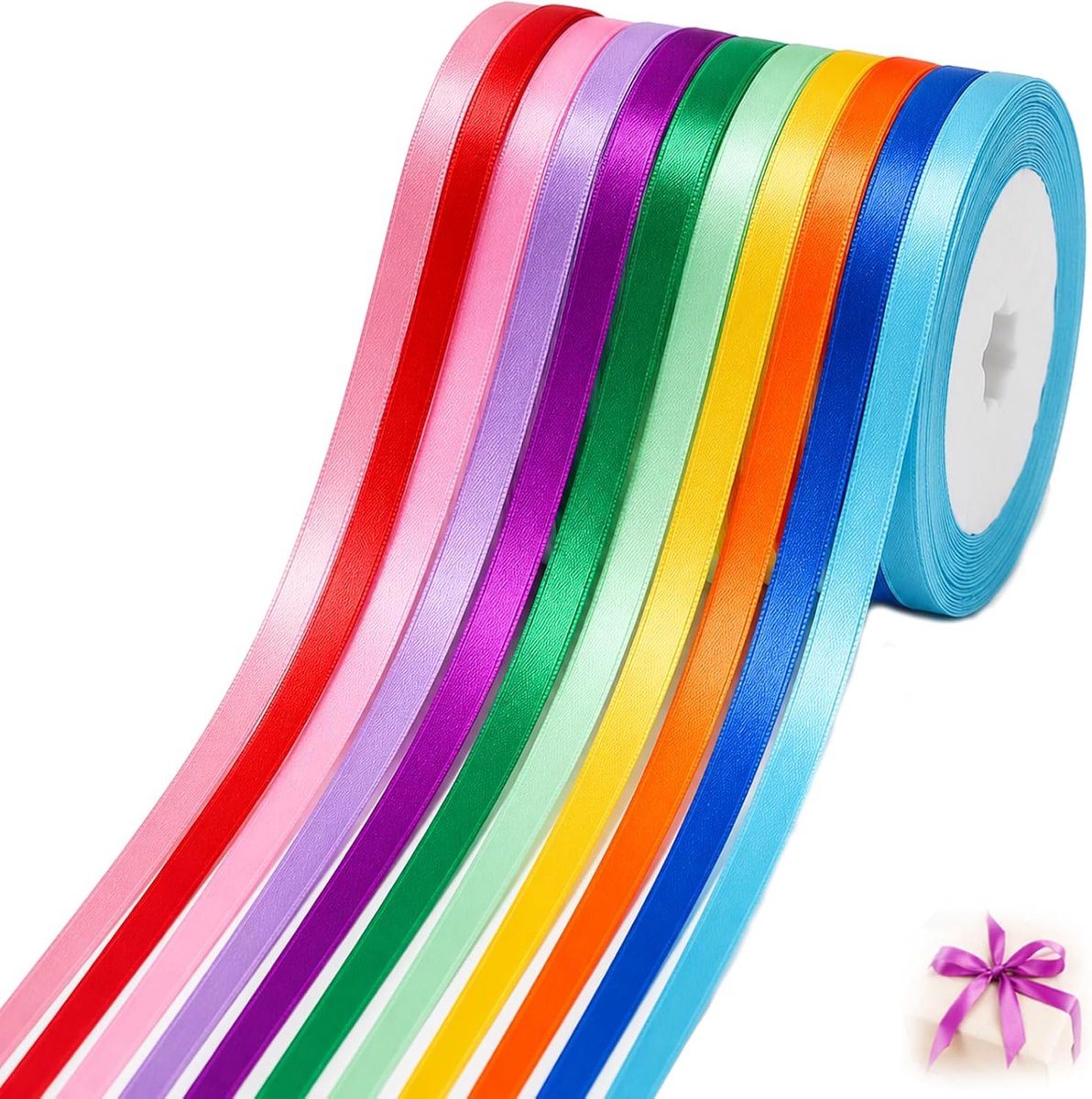 Satijnen linten set 12 stuks - polyester - glanzende afwerking - voor bruiloften en cadeaus - ShopVlot