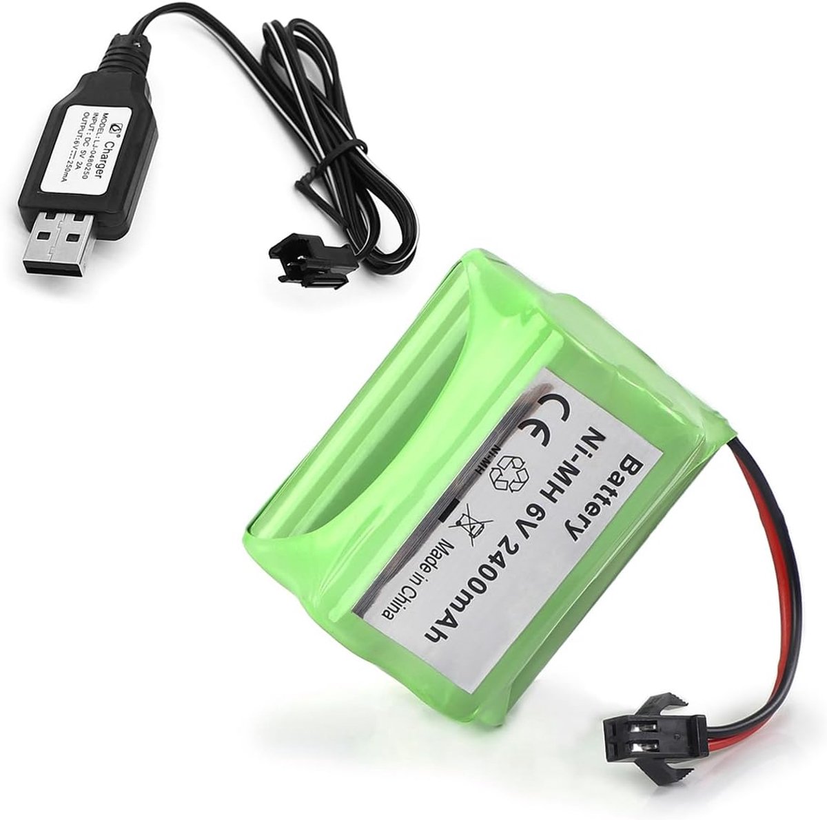 6V oplaadbare batterij 2400mAh - Ni-MH AA - met USB laadkabel - ideaal voor LED lampen en RC voertuigen - ShopVlot