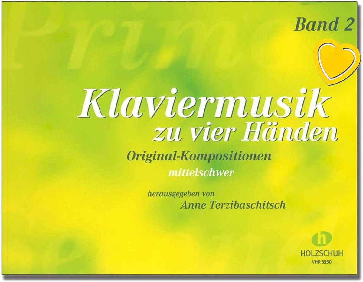 Piano muziek voor vier handen - Band 2 - kleurrijke hartvormige muziekknijper - ideaal voor samenspel - ShopVlot