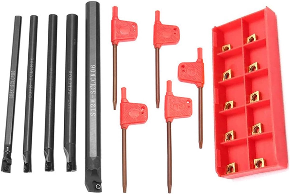 CNC Tool Holders CLCR 6/7/8/10/12mm - Inclusief 10 CCMT0602 Hardmetaal Inserts - Voor efficiënt draaien - ShopVlot