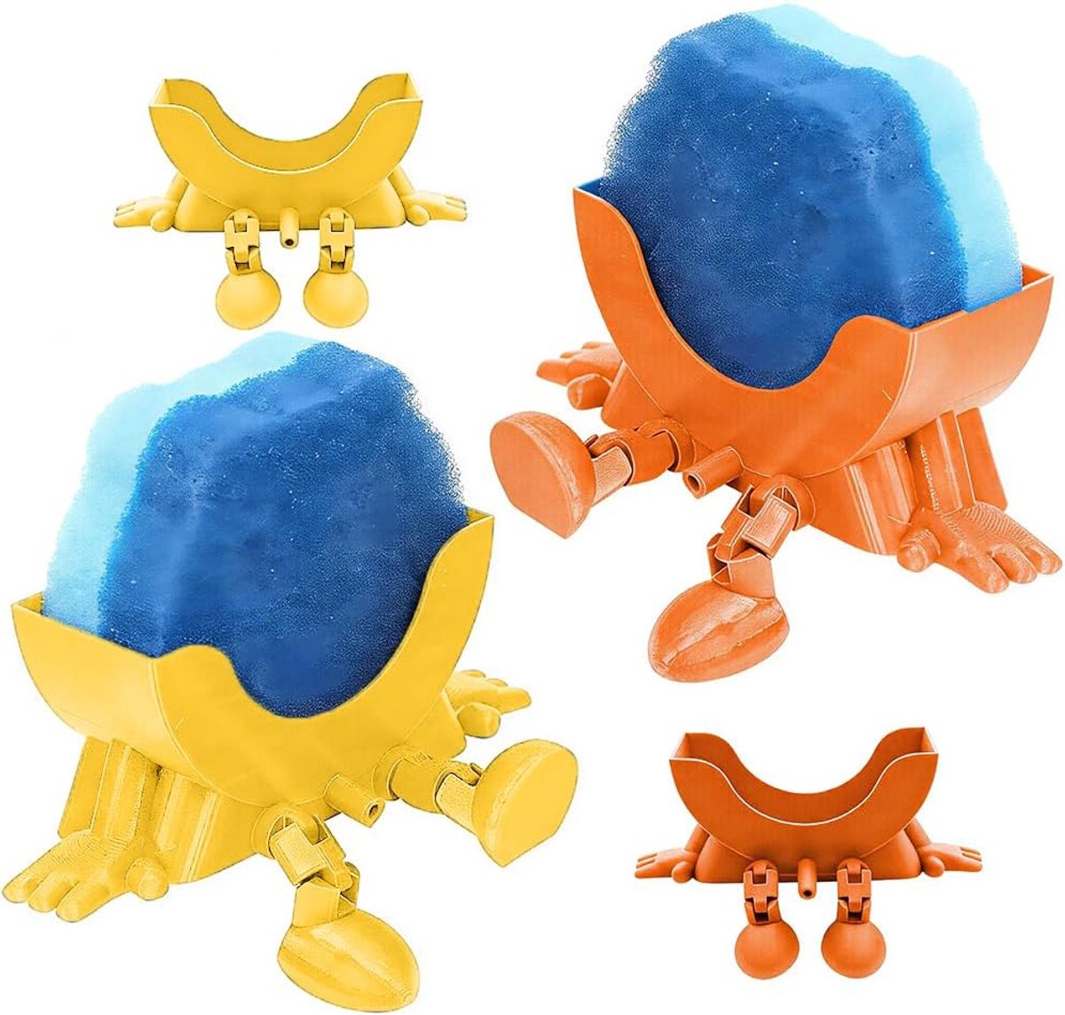 Sponshouder 3D Geprinte Stand - Set van 2 Blauw & Oranje - Universele Pasvorm voor Diverse Sponsvormen - ShopVlot