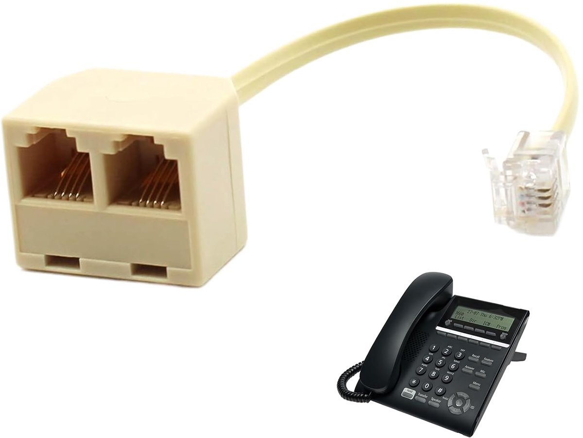 RJ11 kabel telefoonadapter 10 cm - 2-weg splitter - hoge kwaliteit PVC - eenvoudig te installeren - ShopVlot
