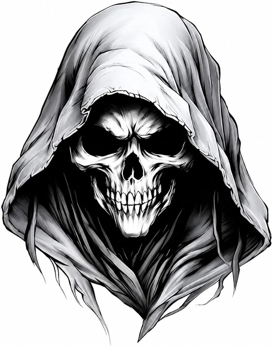 Skull sticker met capuchon - Grim Reaper vinyl sticker - waterproof en weerbestendig - ShopVlot