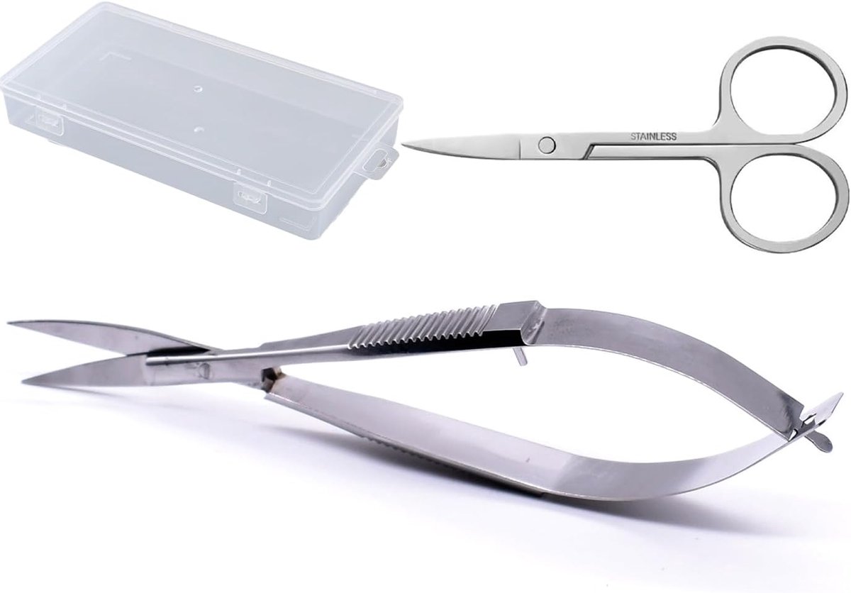 Nagelknippers set 2-delig - extra fijne gebogen schaar - roestvrij staal - perfect voor nagels en huidverzorging - ShopVlot
