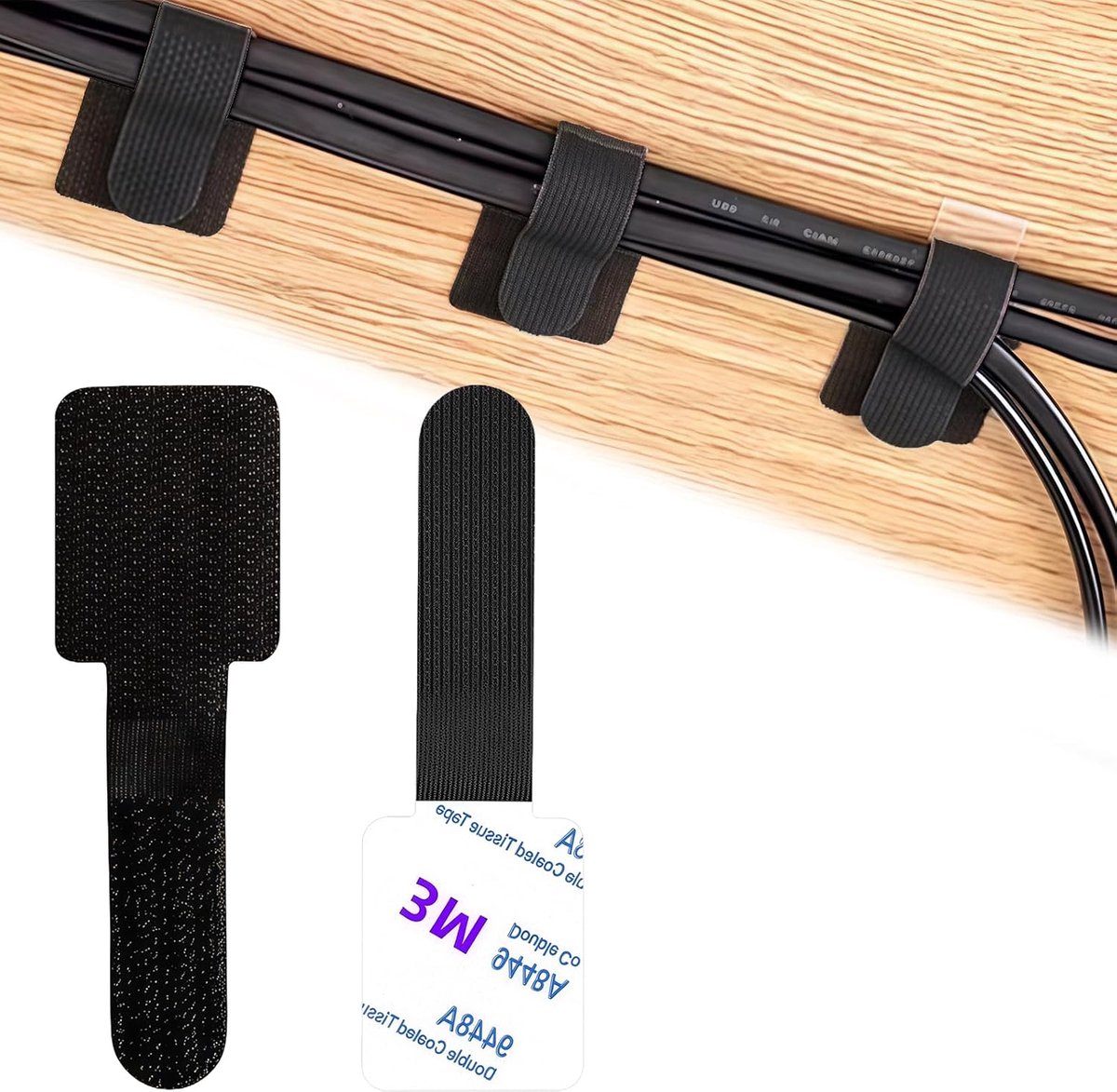 Kabelorganizer 60 stuks - Zelfklevend tape - Ideaal voor bureau en apparatuur - Opgeruimde kabels - ShopVlot