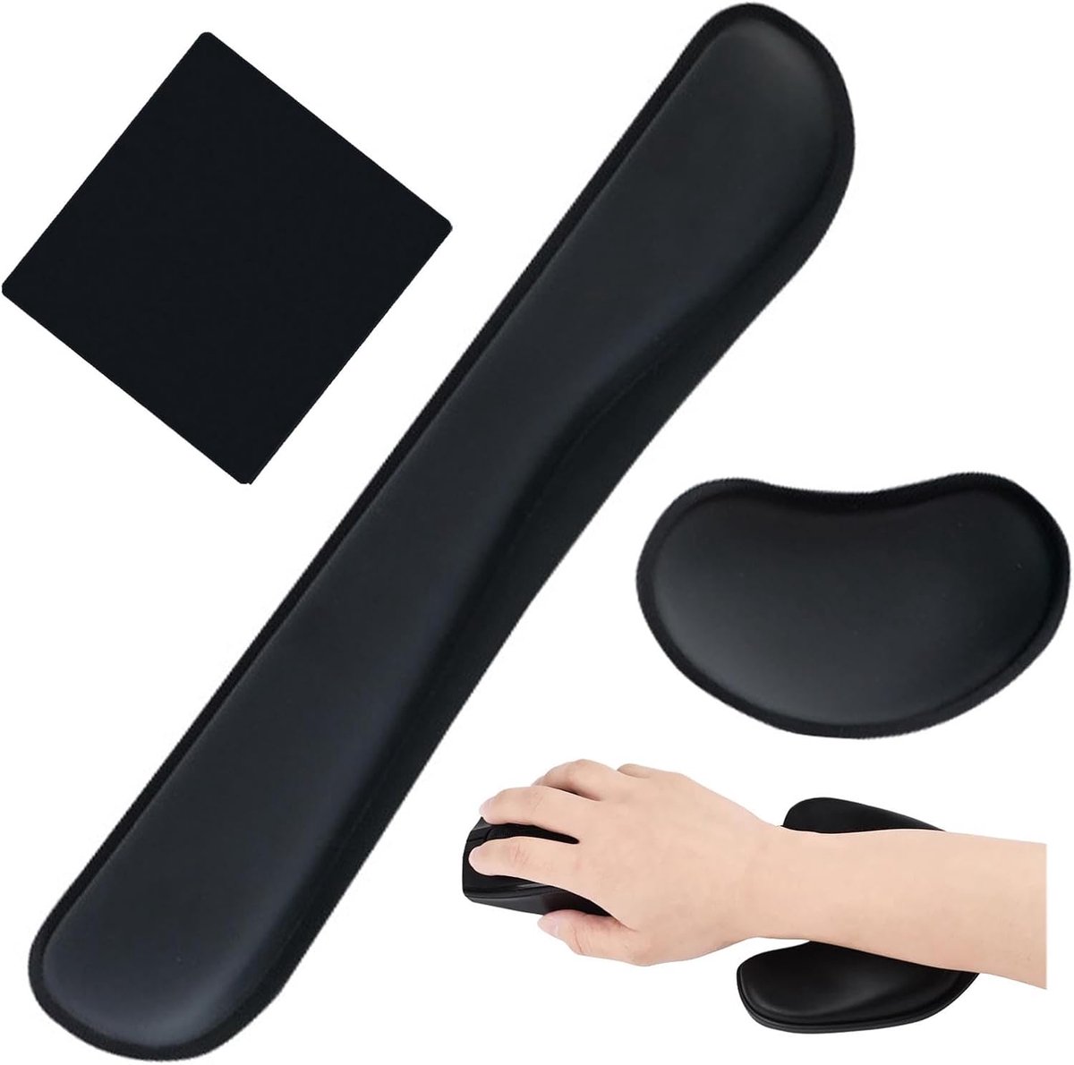 Muismat met ergonomische polssteun - Geheugenfoam - Antislip - Pijnverlichting voor werk en gaming - ShopVlot
