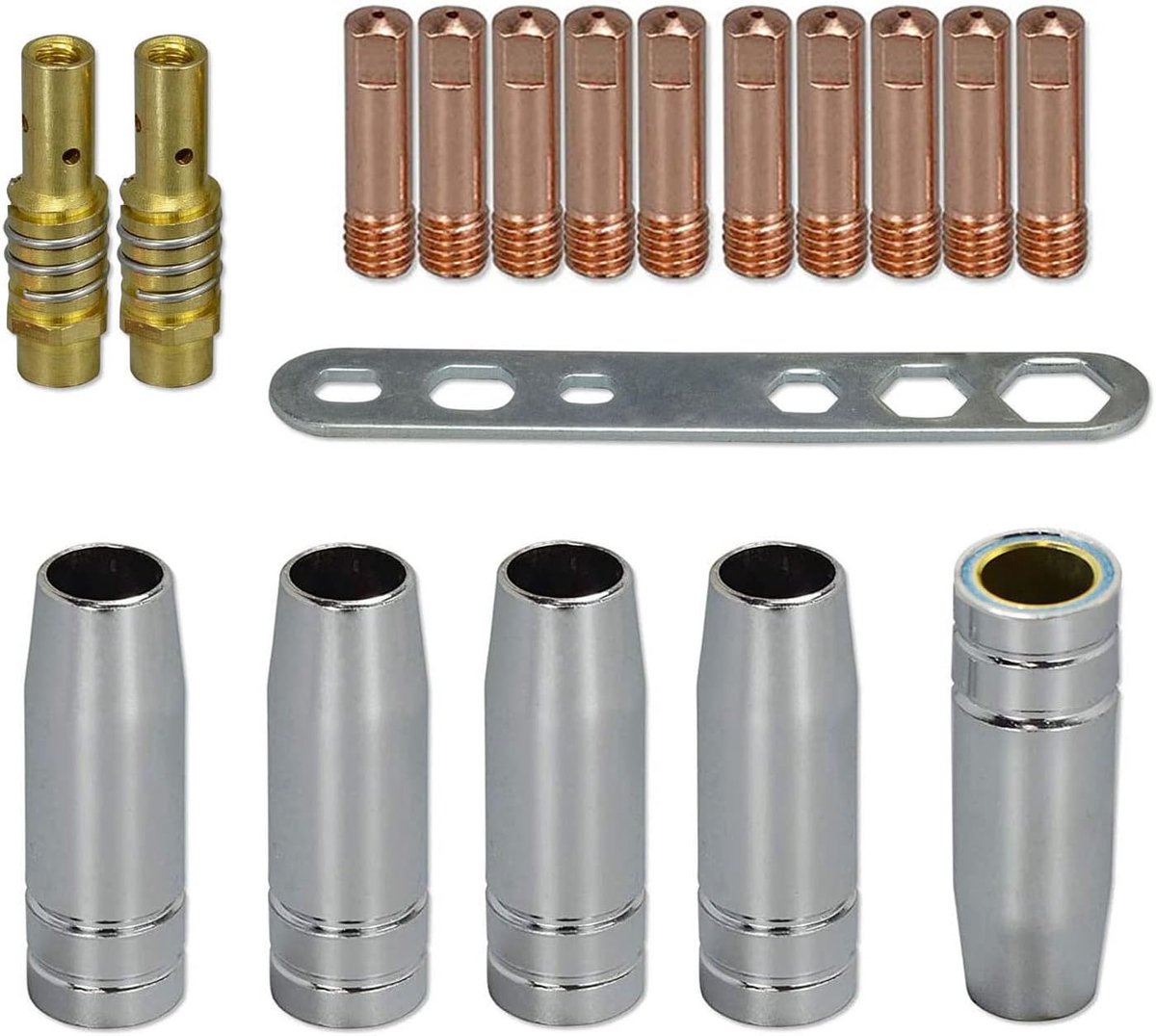 MIG lascontacttip 0.9 mm M6 - 18-delige set - met tipshouder en diffuser - geschikt voor MB15 lasbrander - ShopVlot