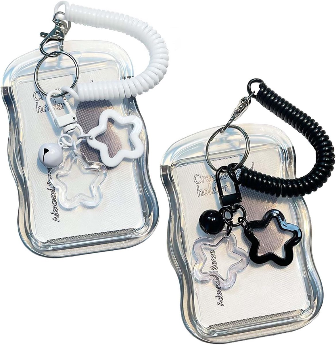 Foto Kaarthouder Sleutelhanger - 2 Pack - Zwart/Wit - Bescherming voor K-pop kaarten - ShopVlot