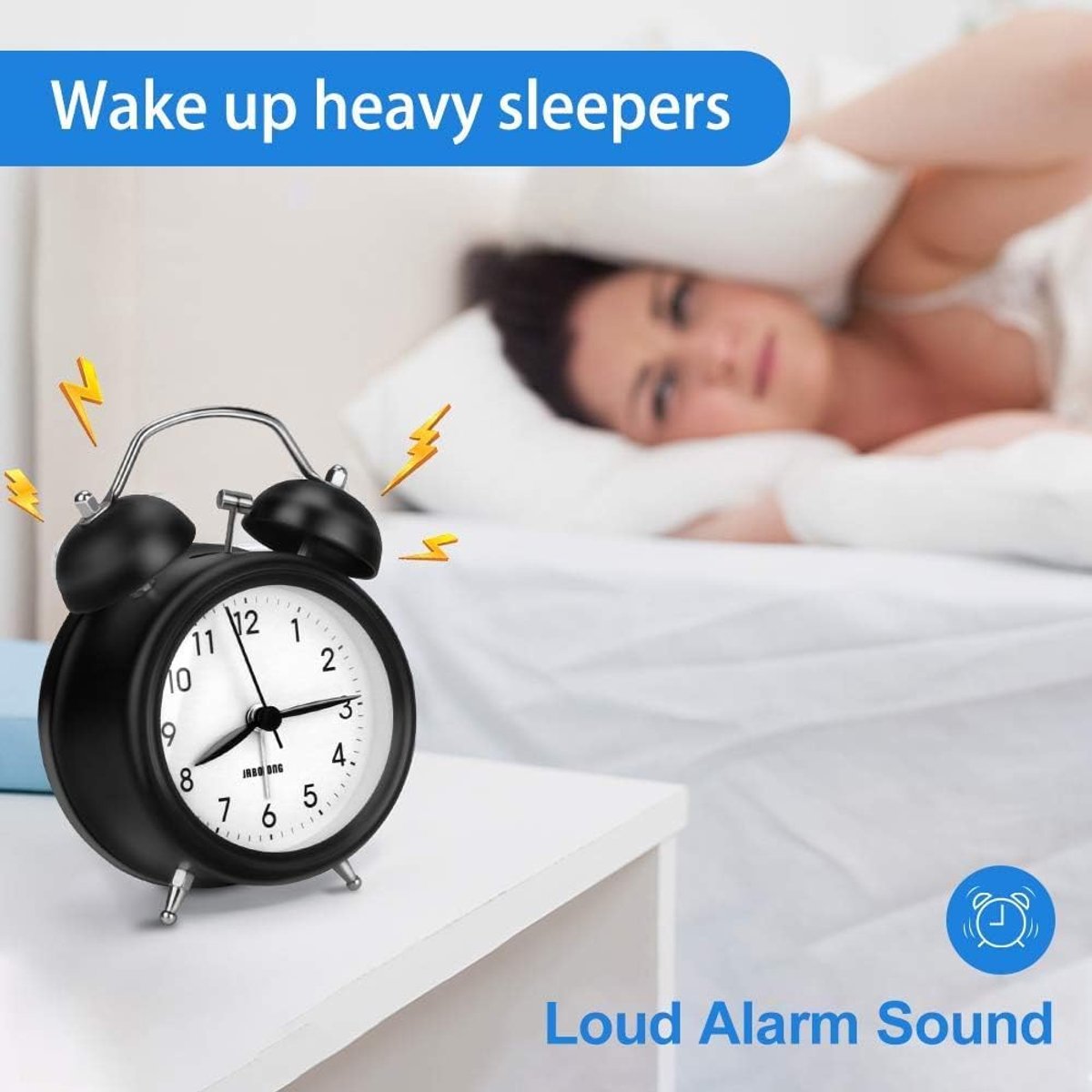 Wekker met dubbele bel - retro stijl - luid alarm met nachtverlichting - ideaal voor slaapkamer en reizen - ShopVlot