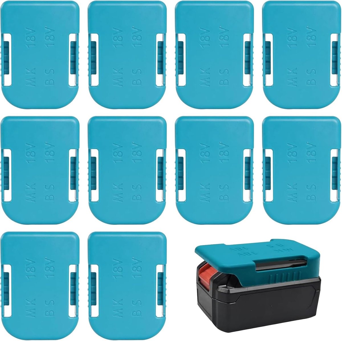 Batterijhouder 18V - 10 stuks - Stevig ABS kunststof - Muurbevestiging voor lange levensduur - ShopVlot