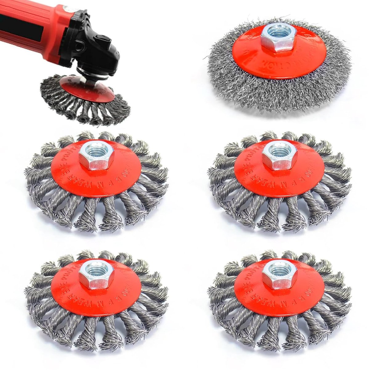 Draadborstel voor haakse slijpers - 115 mm en 120 mm - 5 verschillende borstels - veelzijdig schoonmaken en ontroesten - ShopVlot