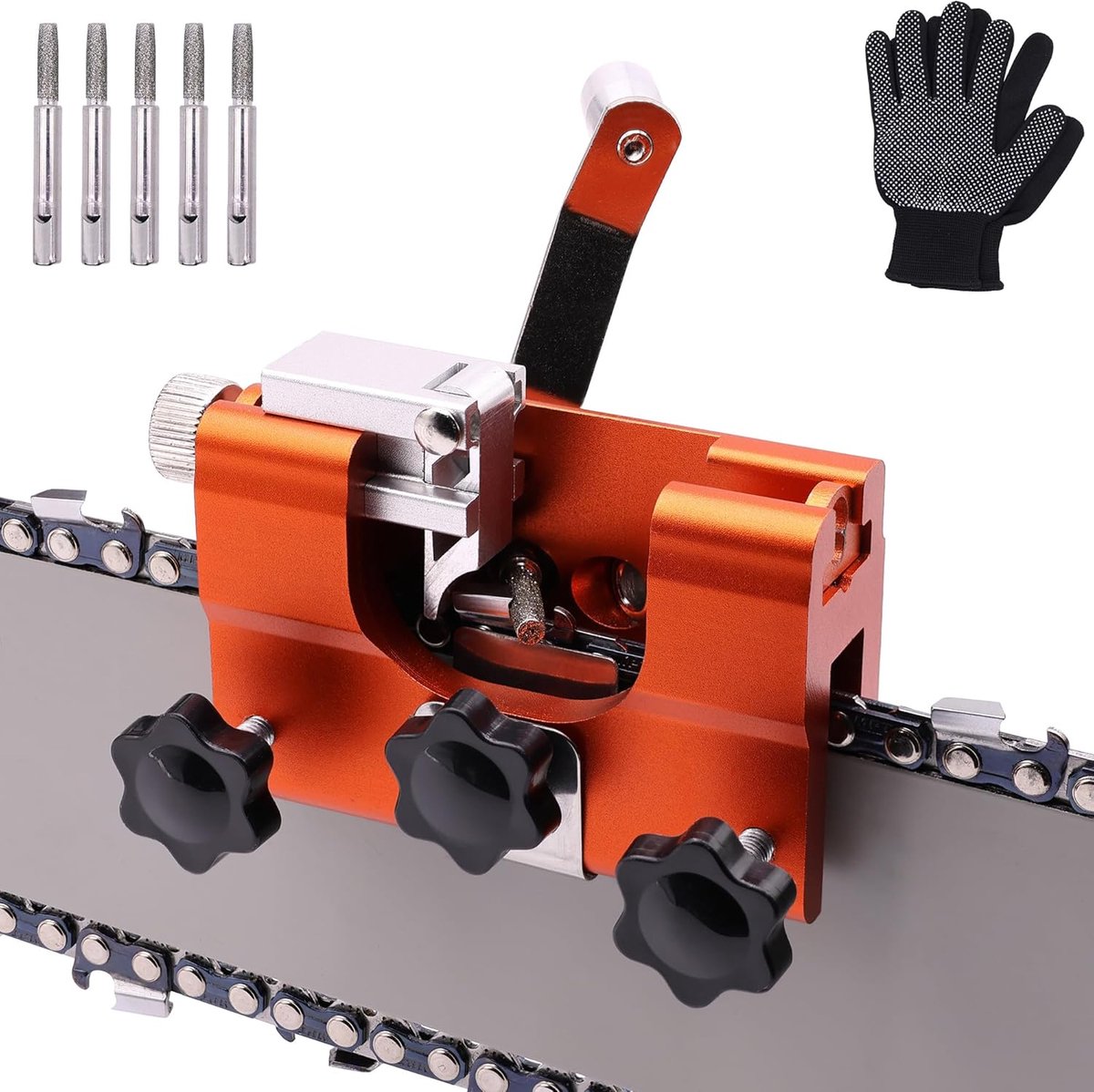Kettingzaagslijper Set - Zaagkettingslijper Handslinger - Kettingen Scherp Houden - Nauwkeurige Positionering - 8-22 inch - Zilver