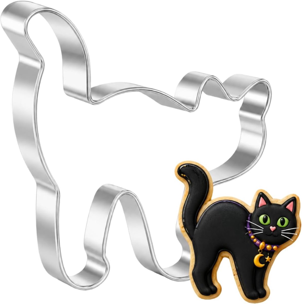 Koekjesvorm zwarte kat 2,83 inch - roestvrij staal - Halloween thema - perfect voor feesttraktaties - ShopVlot