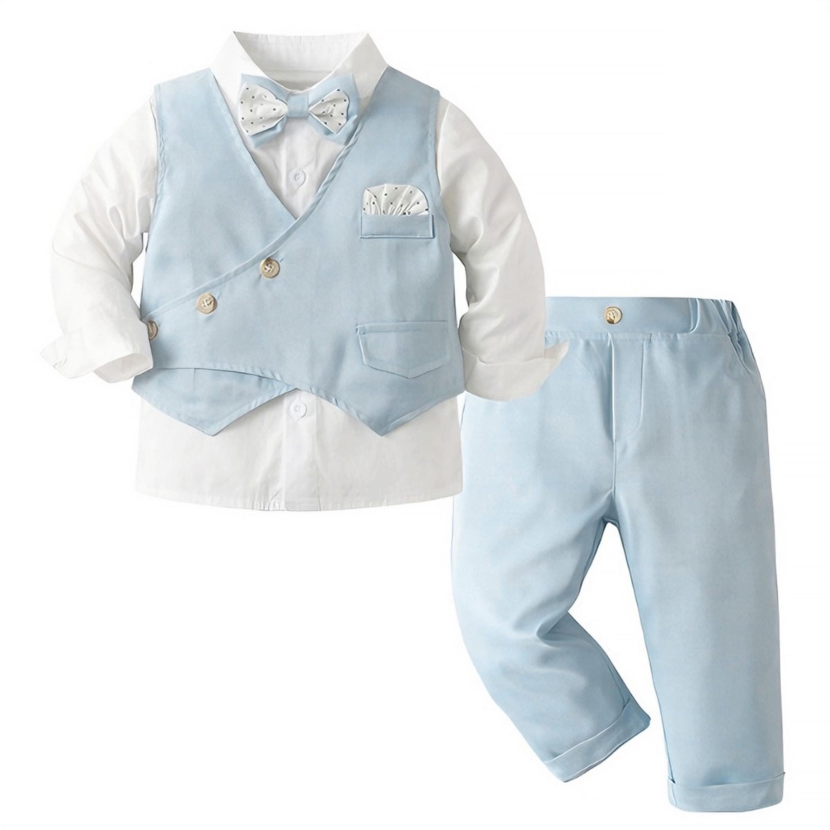 Babypak jongens 18-24 maanden - lichtblauw - 4-delige set - perfect voor bruiloften - ShopVlot