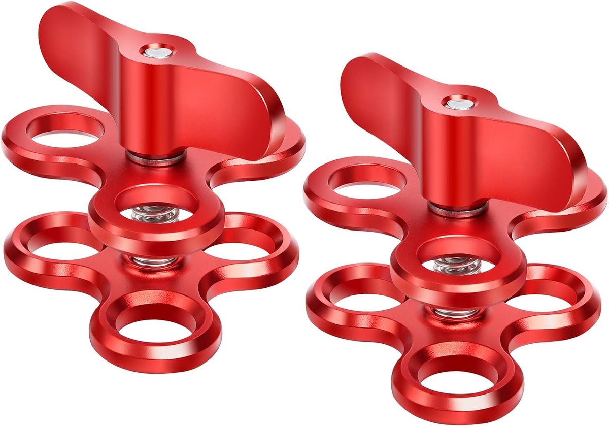 Ball clamp mount 1'' - Aluminium - Drie gaten - 360° clip voor onderwaterfotografie - ShopVlot