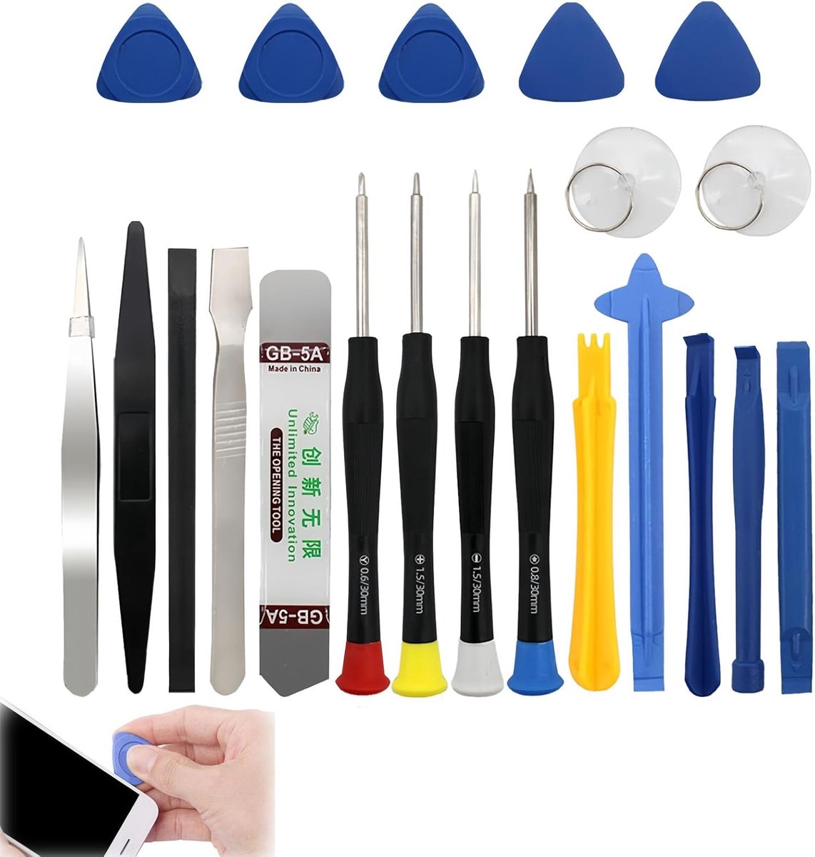 Mobiele telefoon gereedschapsset 21-delig - compleet reparatieset voor smartphones en tablets - SnelShoppen