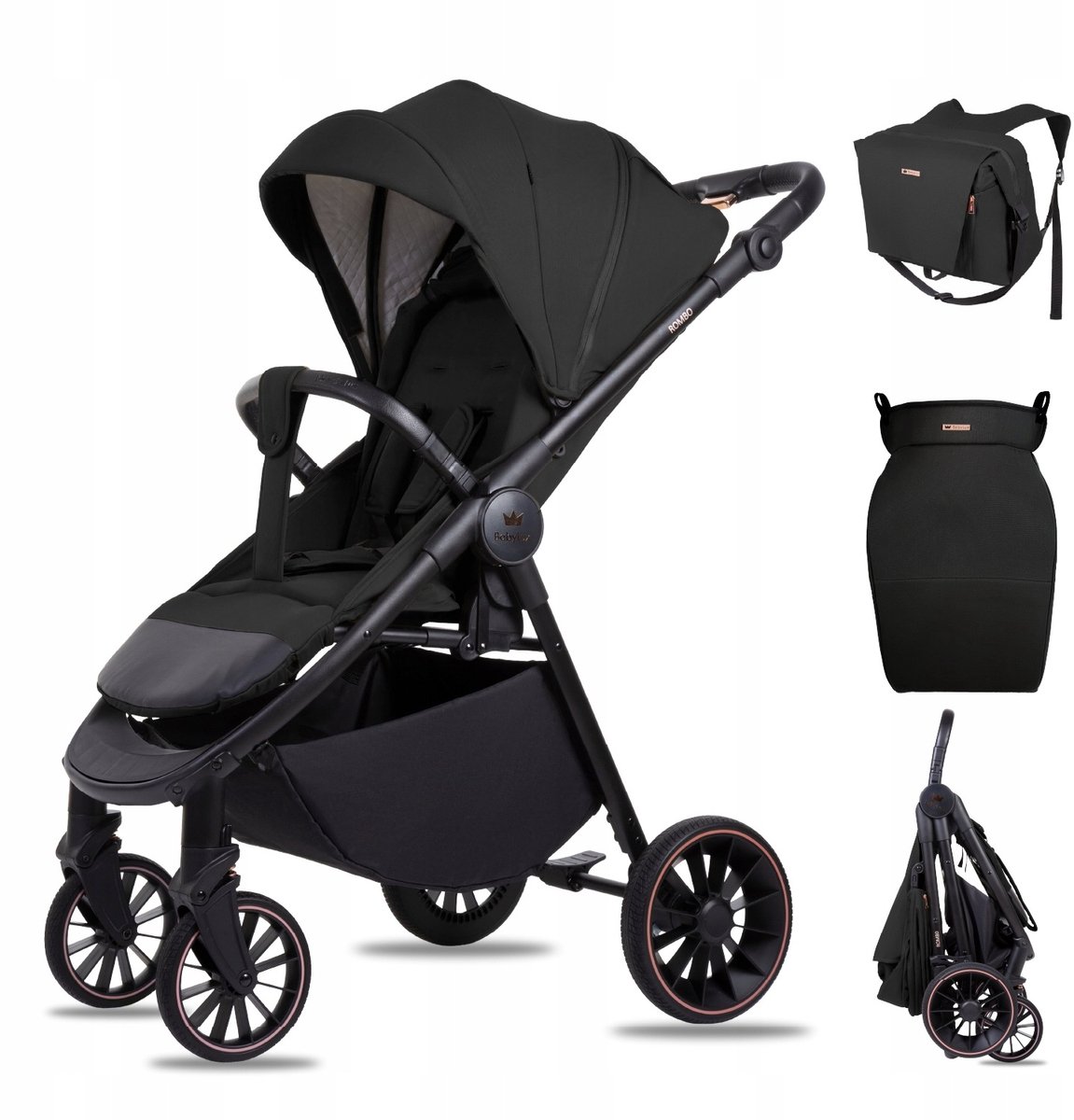 Babylux Buggy Kinderwagen ROMBO Reisbuggy met Ligfunctie, Kleur: Onyx