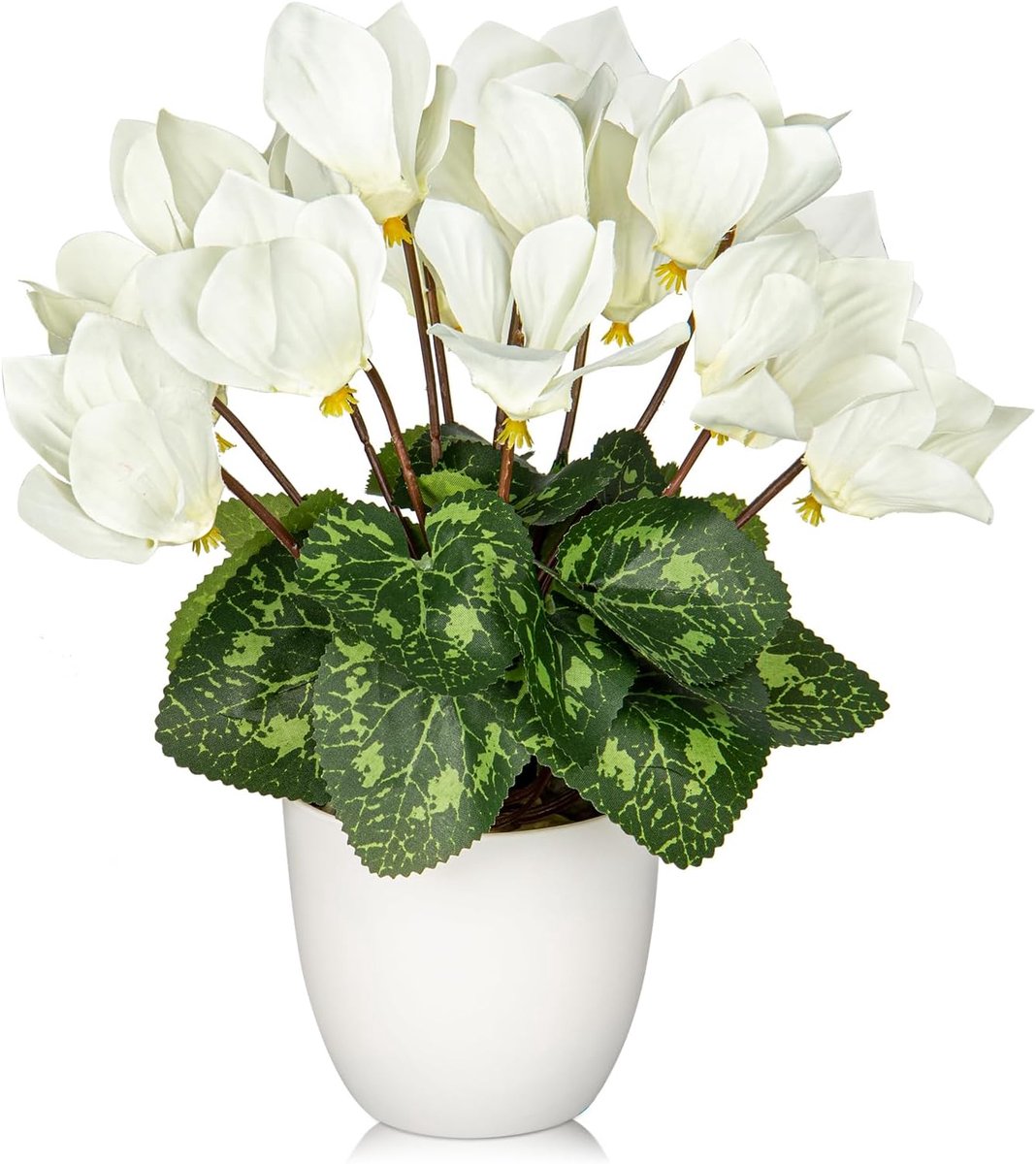 Kunstcyclamen bloemen potplant - nep zijden bloemen - wit bloemstuk - sfeervolle decoratie voor thuis en kantoor - ShopVlot
