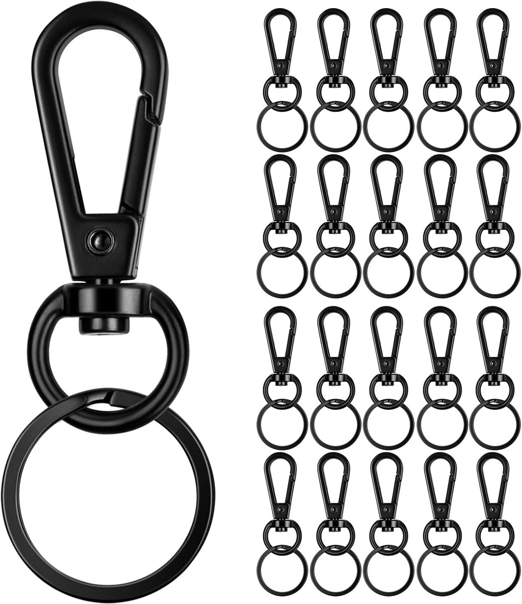 Keychain Carabiner Haak 25mm - Zwart - 360° draaibaar - Perfect voor DIY projecten - ShopVlot