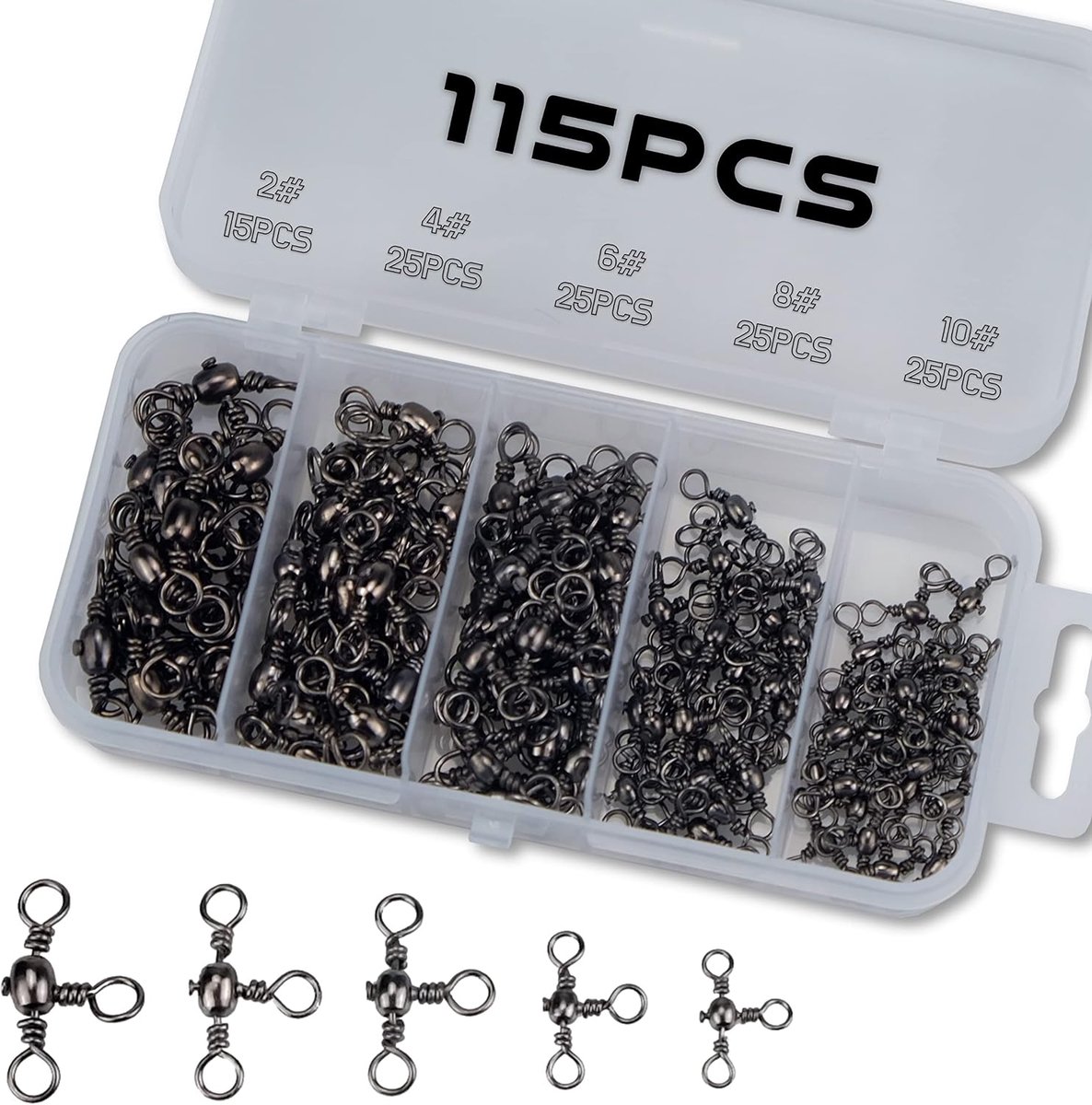 Visspullen 115-delige set - 3-weg barrel swivels - Koper - Ideaal voor zoutwater vissen - ShopVlot