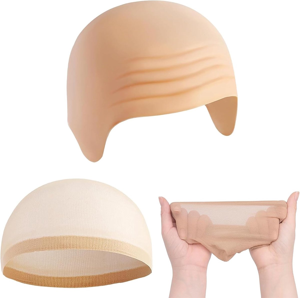 3-delige kaalcapset - latex hoofddeksel - realistische textuur - ideaal voor kostuum - ShopVlot