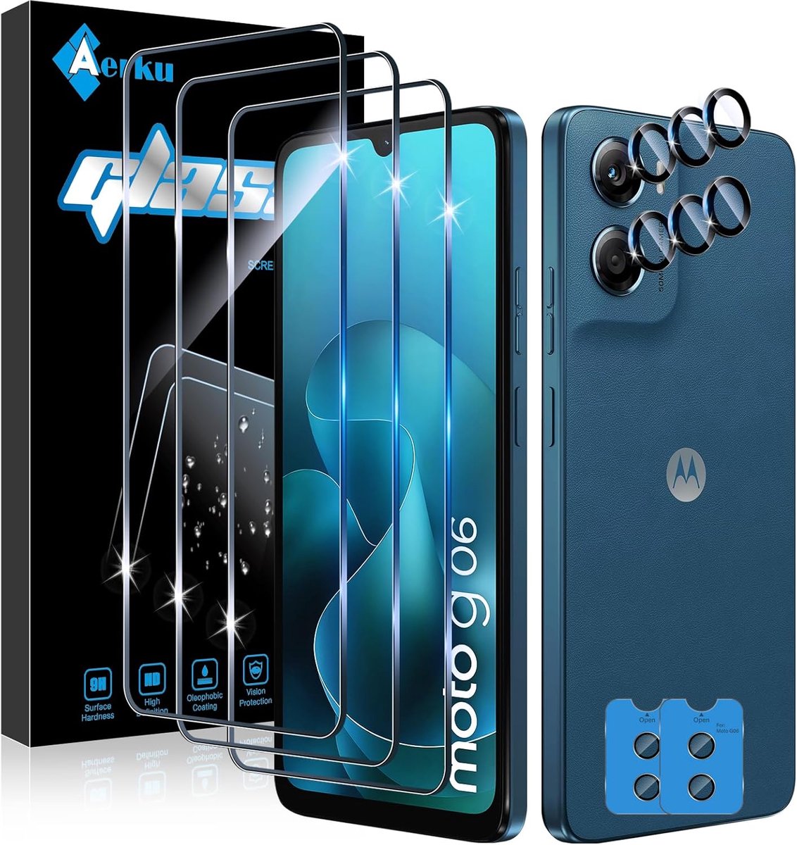 Screen Protector Moto G06 - 3x Veiligheidsglas - 9H Hardheid - Krasbestendig en Anti-bubbels - ShopVlot
