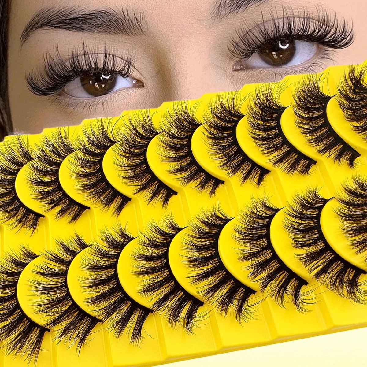 Valse Wimpers 10 Paar - 3D Kat Oog Effect - Natuurlijke Look - Fluffy Volume - ShopVlot