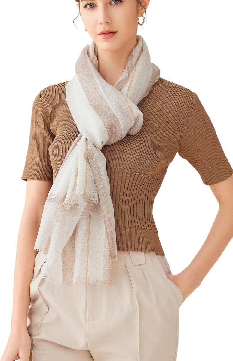 Sjaal XL - 100% fijne kasjmier - met franjes - perfect voor alle seizoenen - ShopVlot