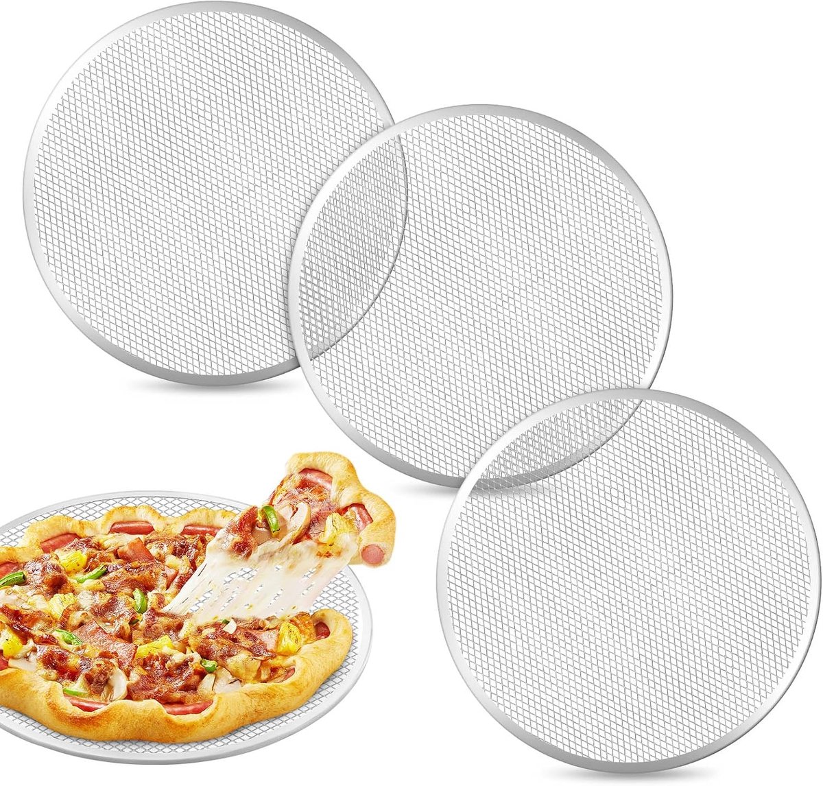 Pizza platen 30,5 cm - aluminium met anti-aanbaklaag - robuuste pizzamould - ideaal voor oven - ShopVlot