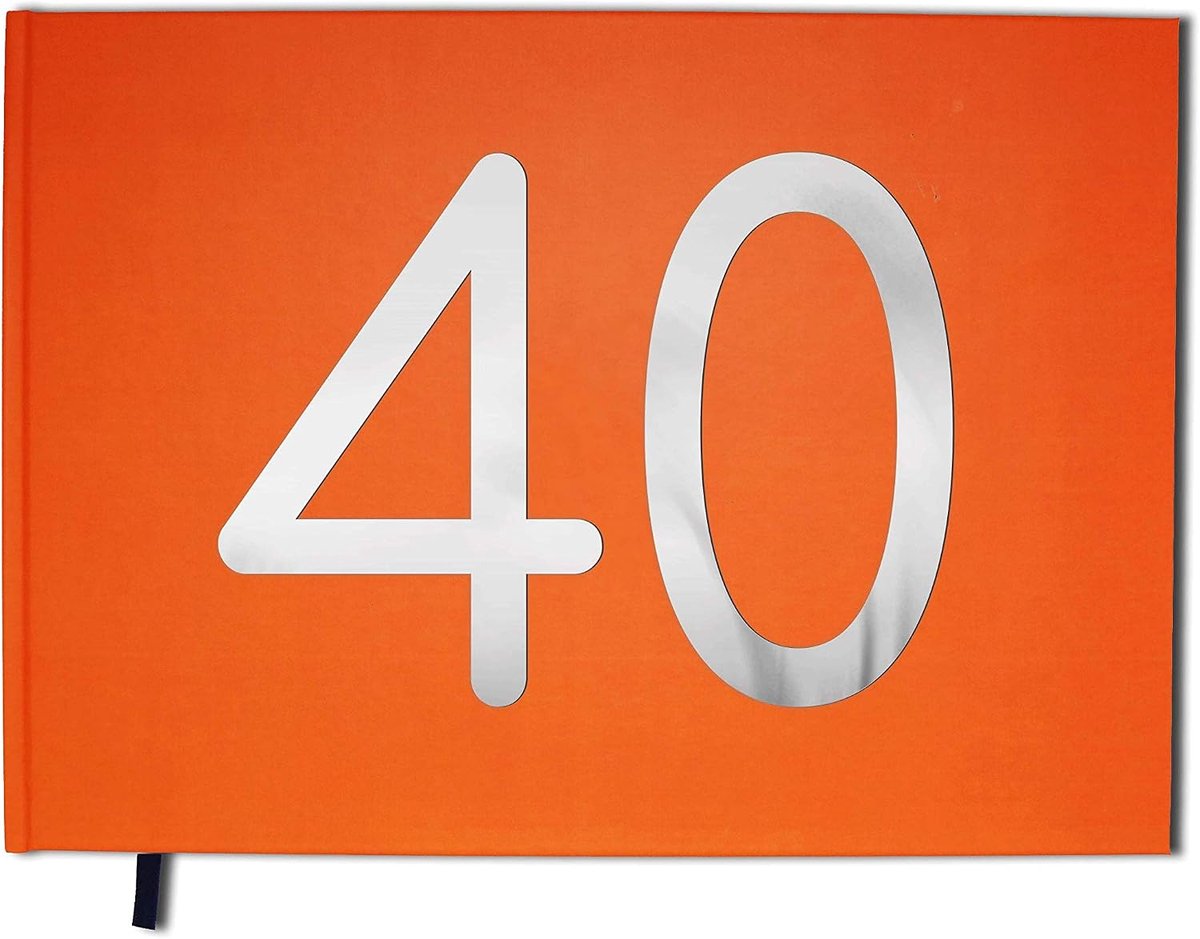 Gastenboek 40 jaar - premium kwaliteit oranje koraal - 100 pagina's - voor speciale gelegenheden - ShopVlot