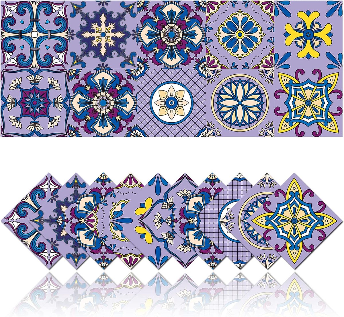 Tegellijm stickers 15 x 15 cm - PVC waterdicht - retro stijl - vernieuw je badkamer of keuken - ShopVlot