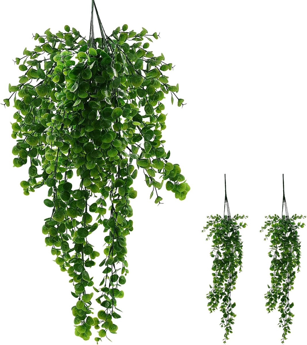 Kunstmatige hangplanten 75 cm - Eucalyptus - Set van 2 - Natuurlijke decoratie voor binnen en buiten - ShopVlot