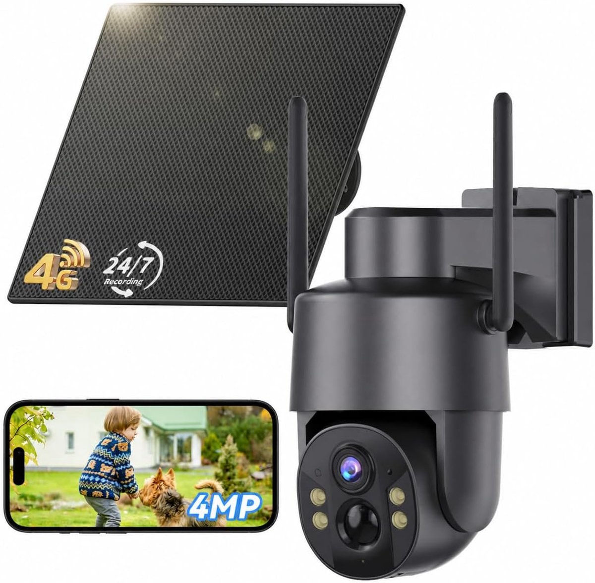 Beveiligingscamera 4G - 2.5K HD - 360° panorama - 24/7 opname - ShopVlot
