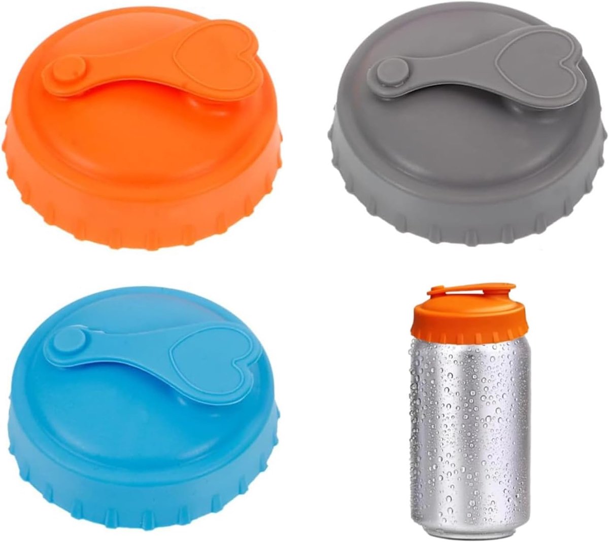 Siliconen deksels voor blikken - 3 kleuren - herbruikbaar - ideaal voor feestjes - ShopVlot