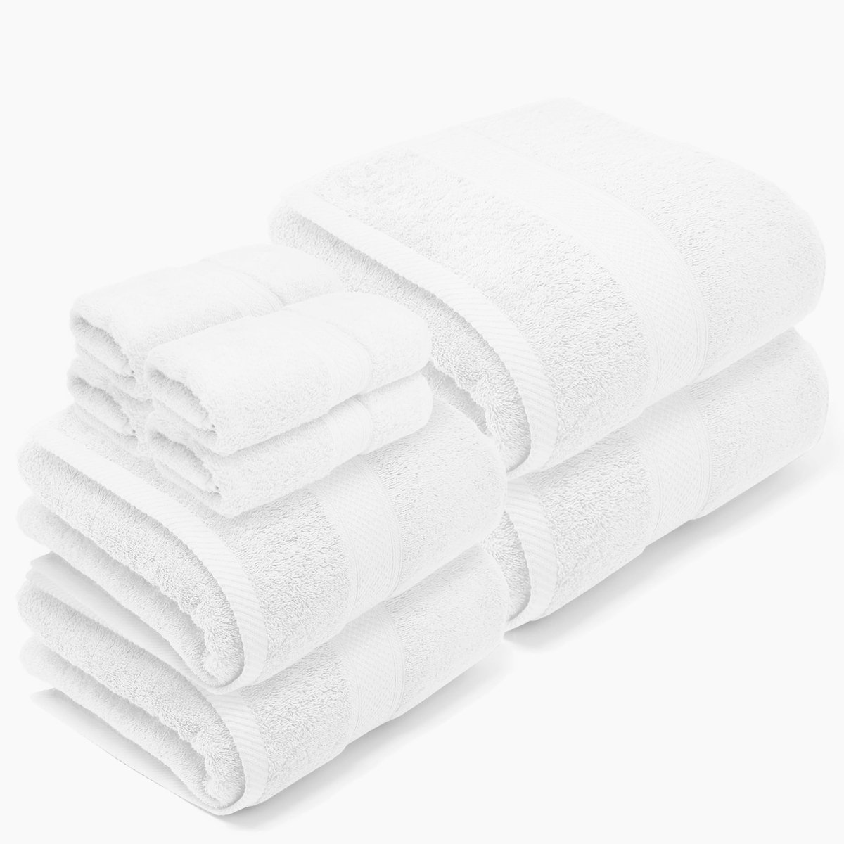 Badhanddoeken set van 8 - 100% katoen Oeko-Tex - zachte en absorberende handdoeken - ideaal voor dagelijks gebruik - ShopVlot