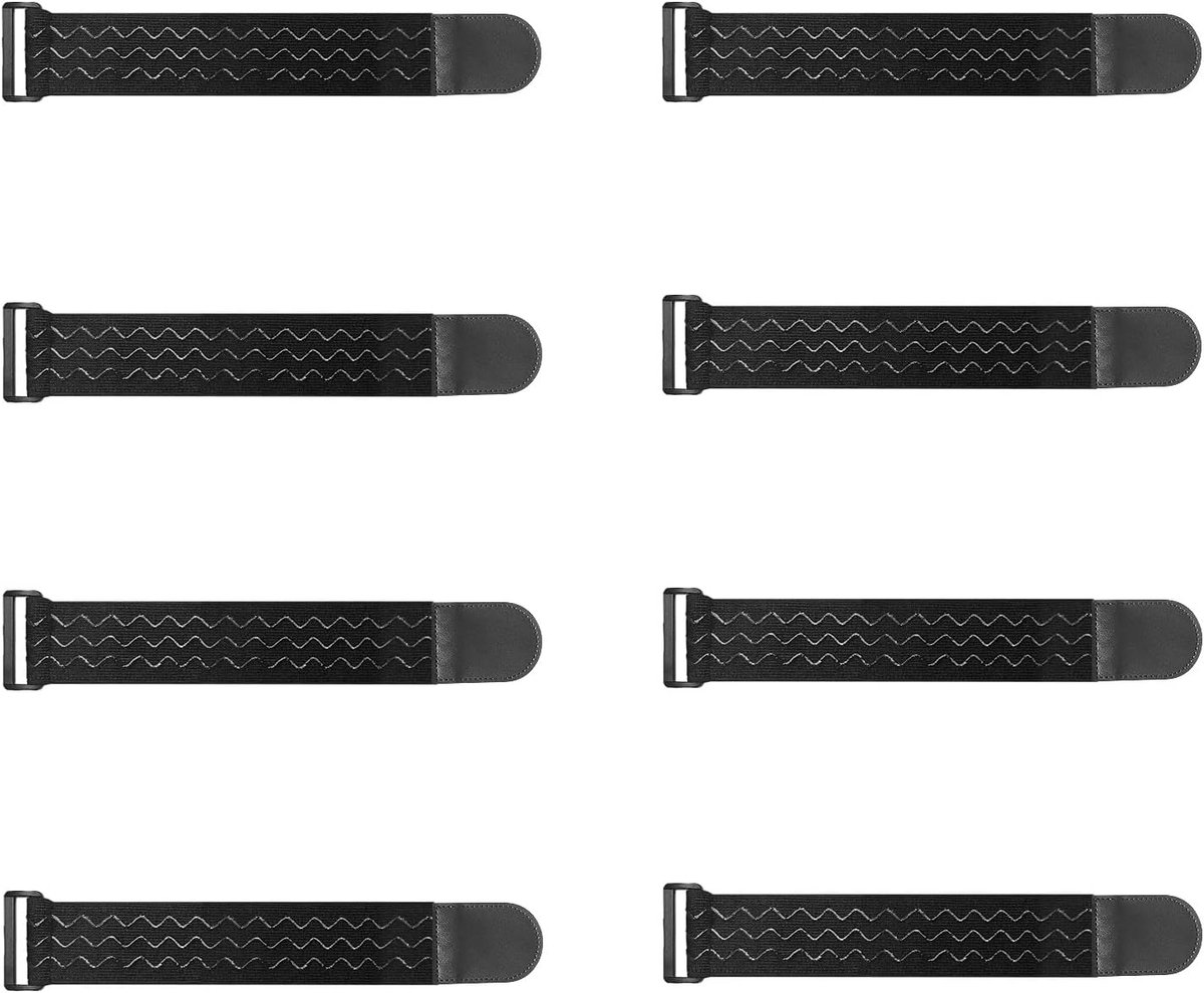 Elastische kabelbinders 30 x 2 cm - zwart - met verstelbare gespen - ideaal voor fietsen en kamperen - ShopVlot