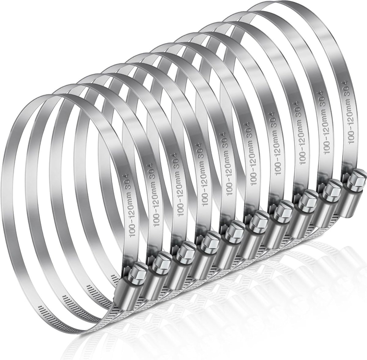 Slangklemmen 100-120mm - 304 RVS - Duurzaam en corrosiebestendig - Voor veilig fixeren van leidingen - ShopVlot