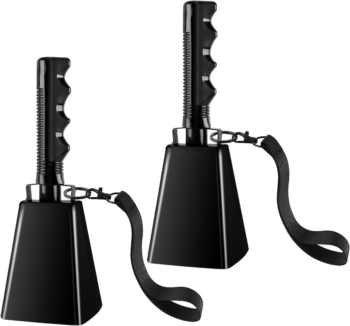 Cowbell met handvat - 2 stuks - staal - voor sportevenementen - ShopVlot