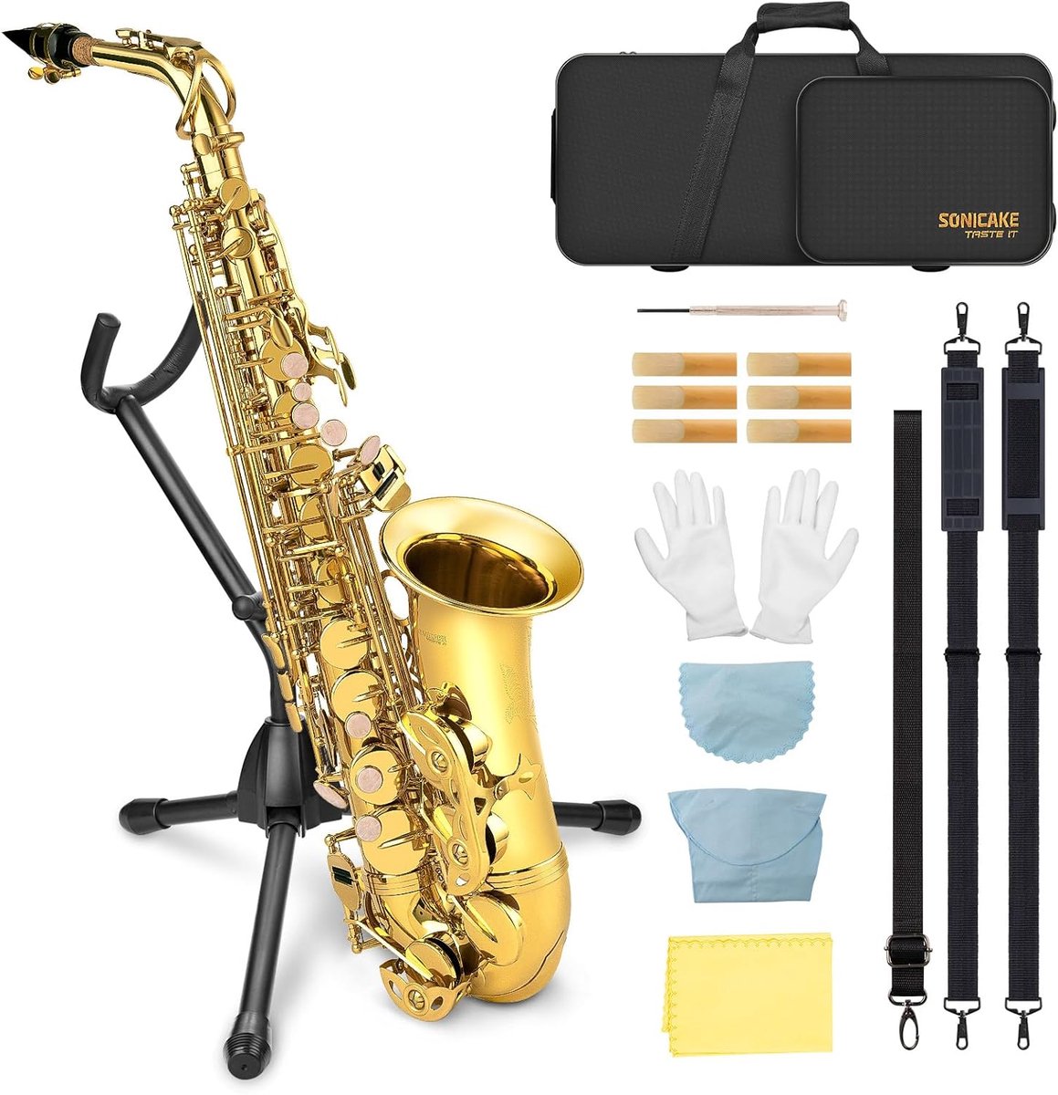 Altsaxofoon E Flat - Gouden beginnersset - Inclusief draagtas en accessoires - Perfect voor studenten - ShopVlot