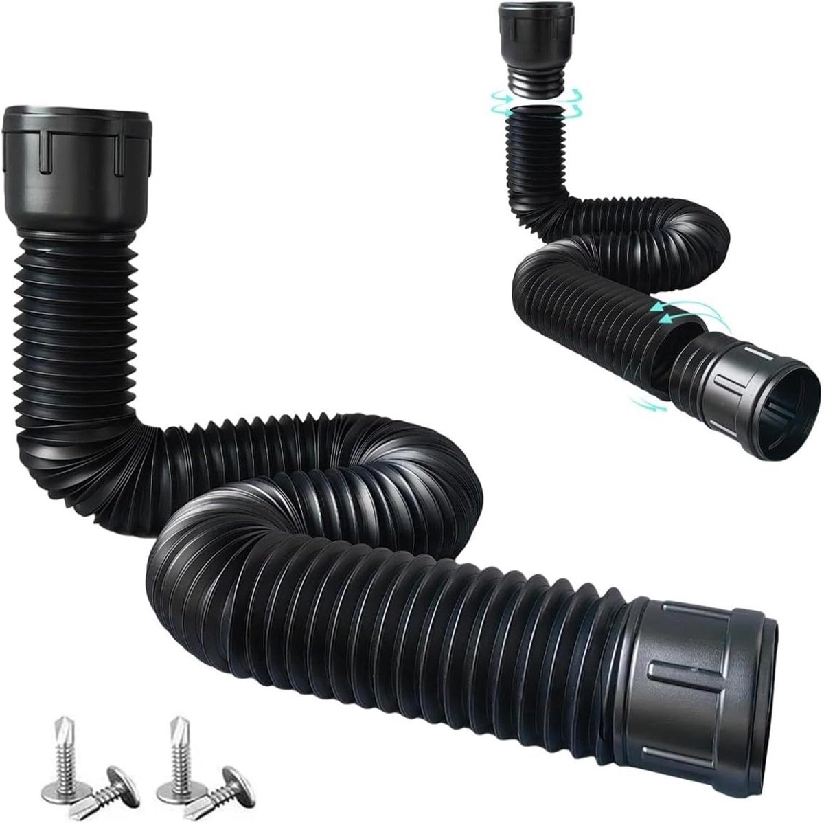 Flexibele dakgootslang 47/160 mm - robuust PE-materiaal - weerbestendig - perfecte afvoer voor regenton - ShopVlot