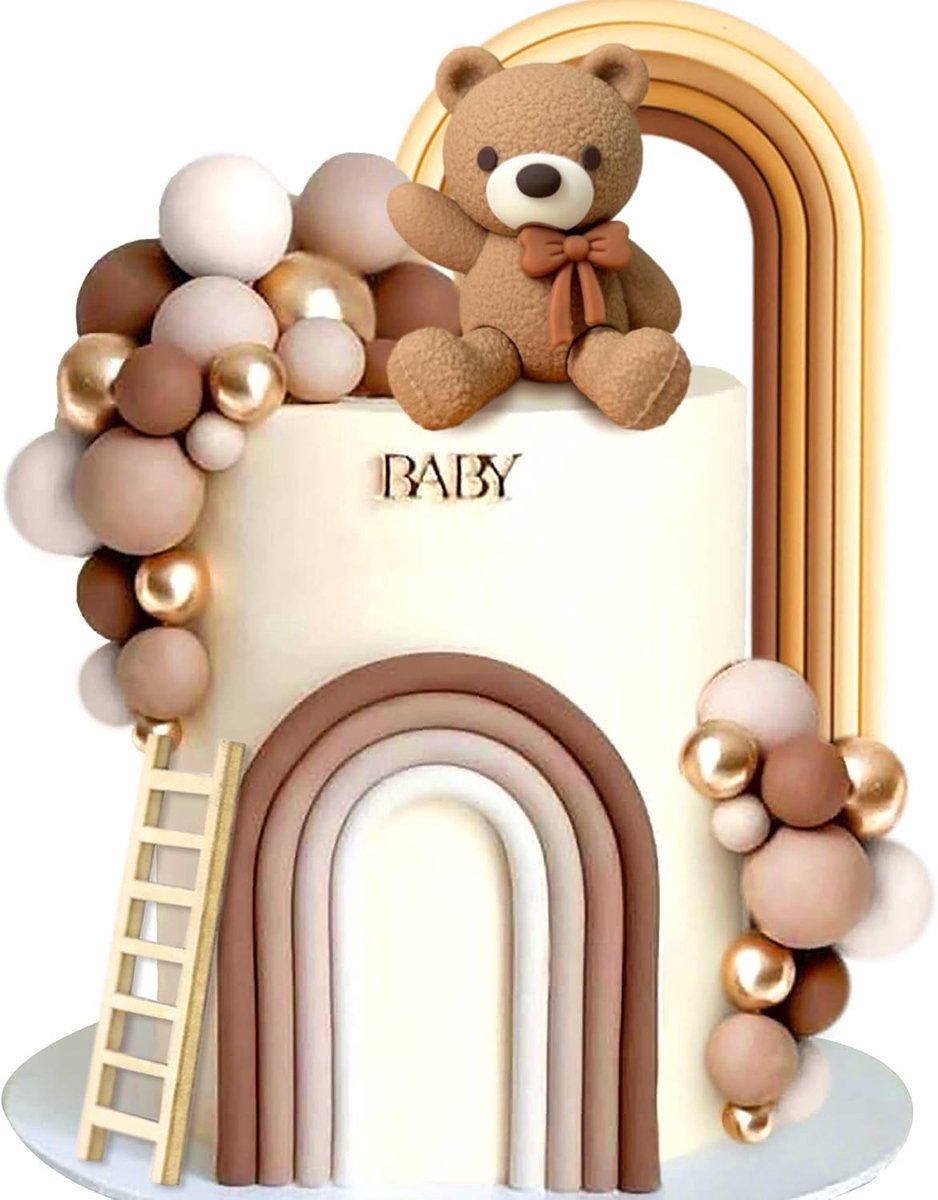 Teddy bear cake decoration - boho bruin - cake decoratie voor babyshower - maak je feestje onvergetelijk - ShopVlot